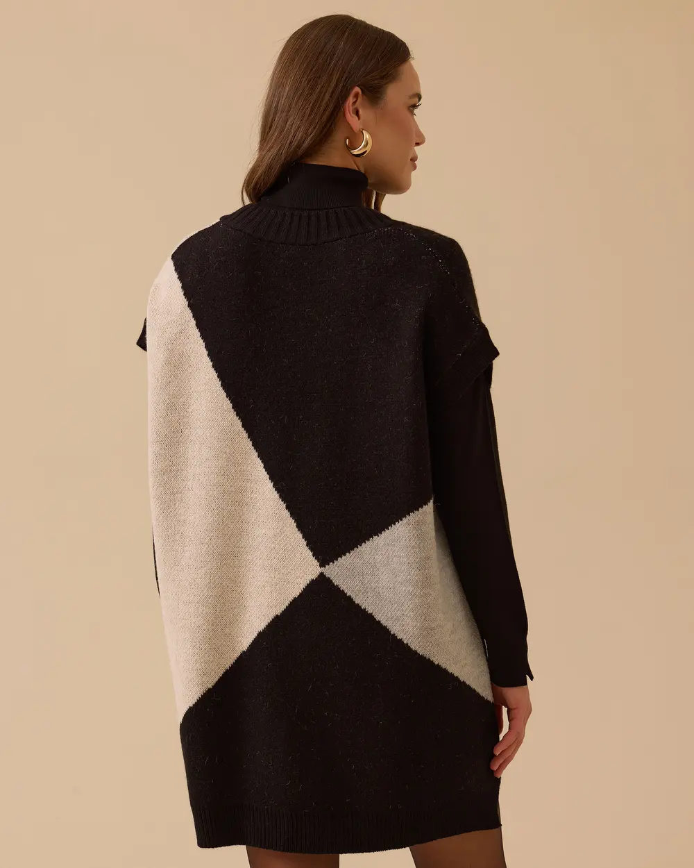 V Yaka Blok Geçişli Süveter