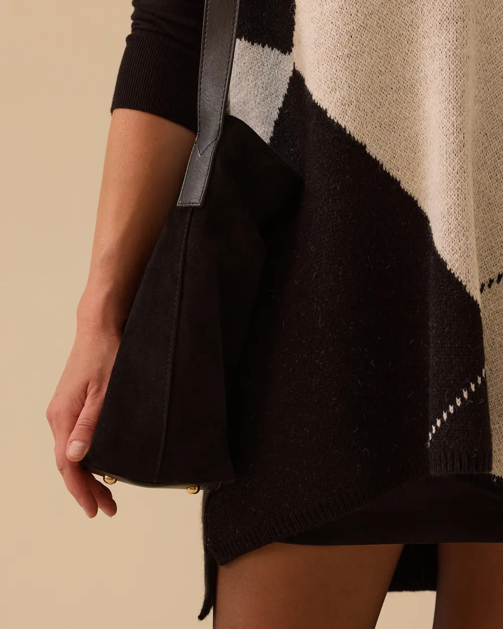 V Yaka Blok Geçişli Süveter