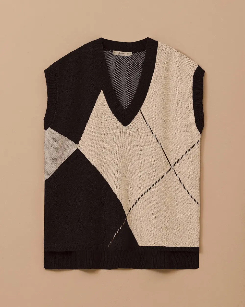 V Yaka Blok Geçişli Süveter