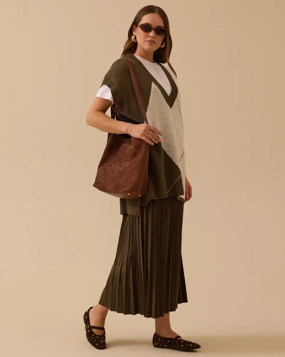 V Yaka Blok Geçişli Süveter