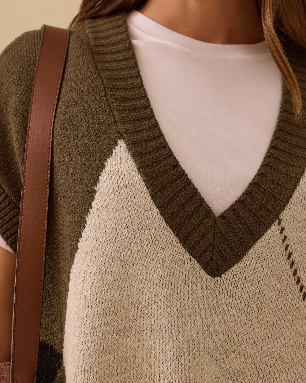 V Yaka Blok Geçişli Süveter