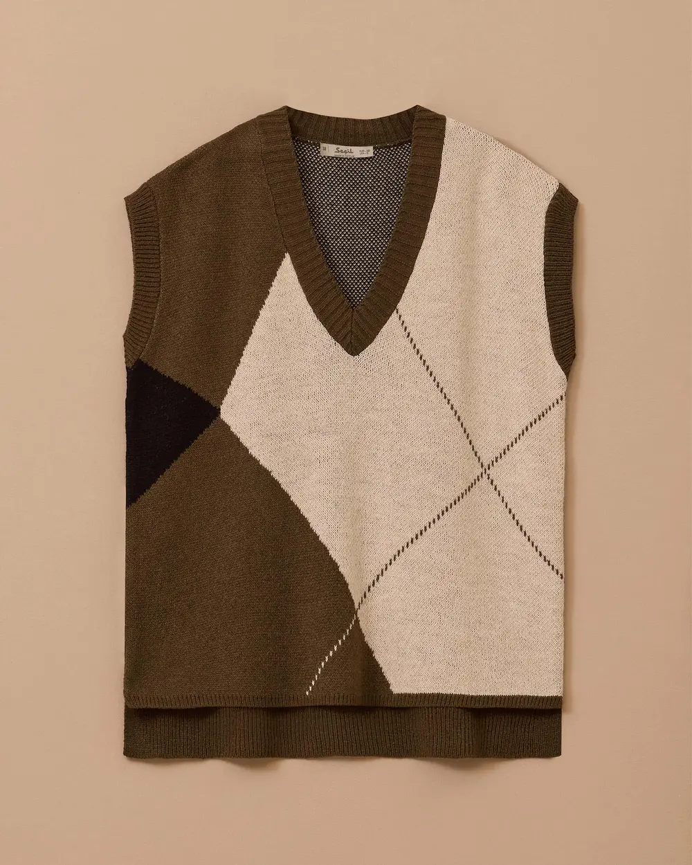 V Yaka Blok Geçişli Süveter