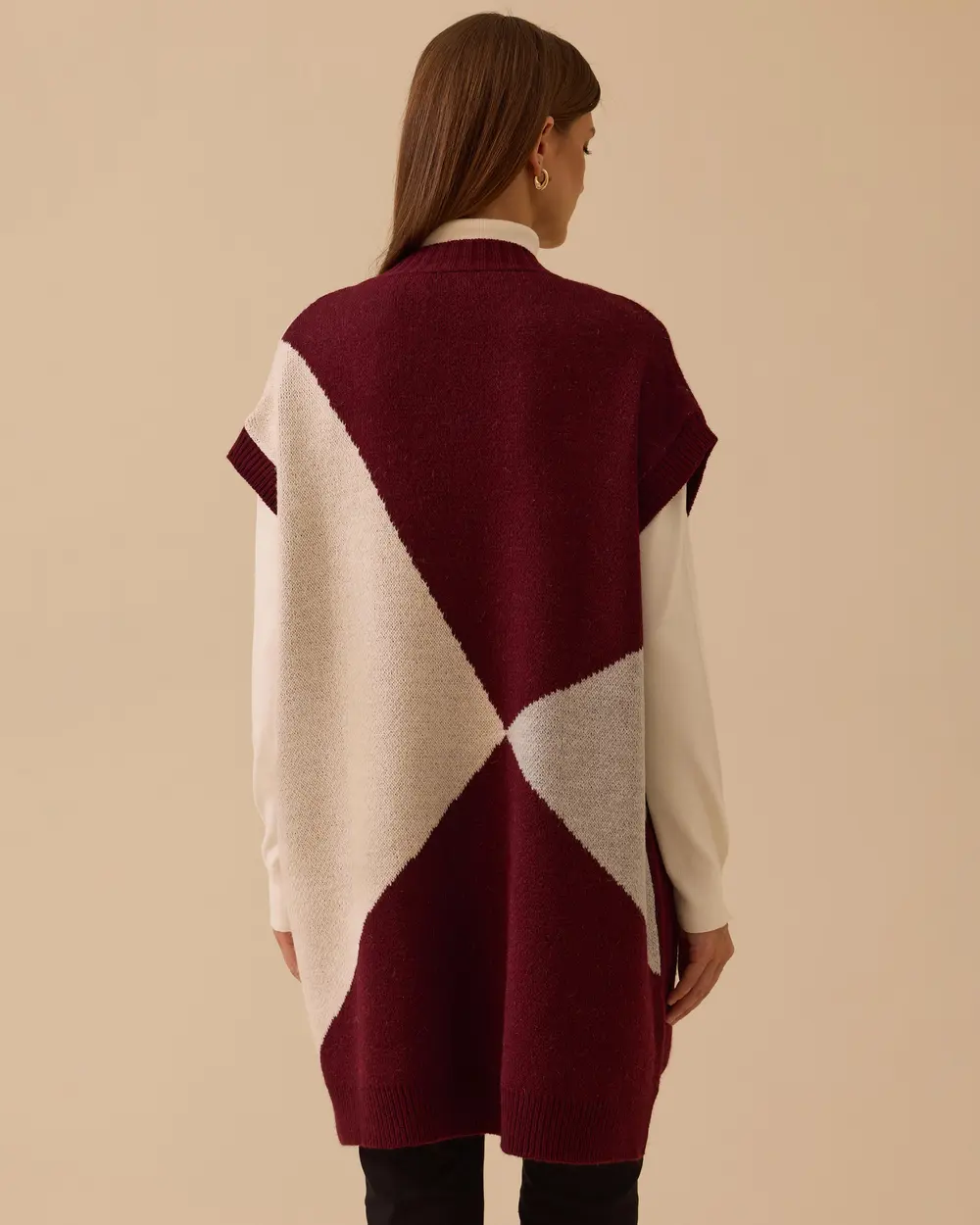 V Yaka Blok Geçişli Süveter