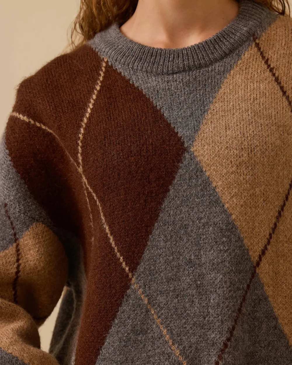 Baklava Desenli Oversize Kazak