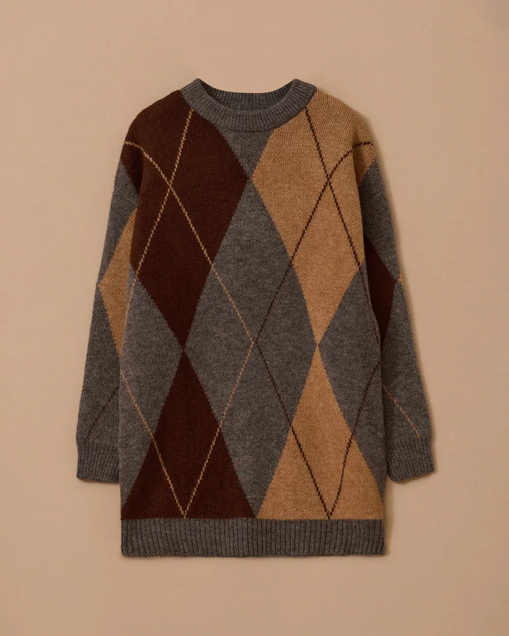 Baklava Desenli Oversize Kazak