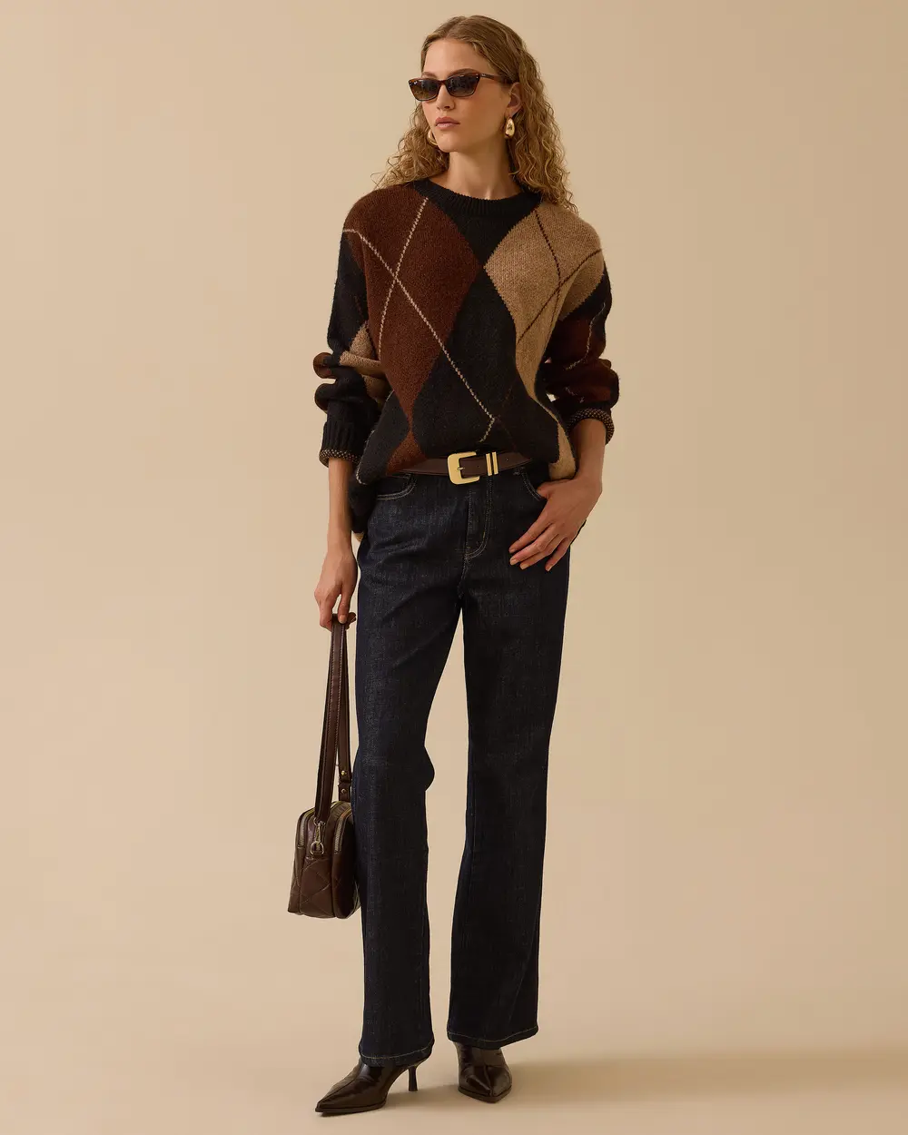 Baklava Desenli Oversize Kazak