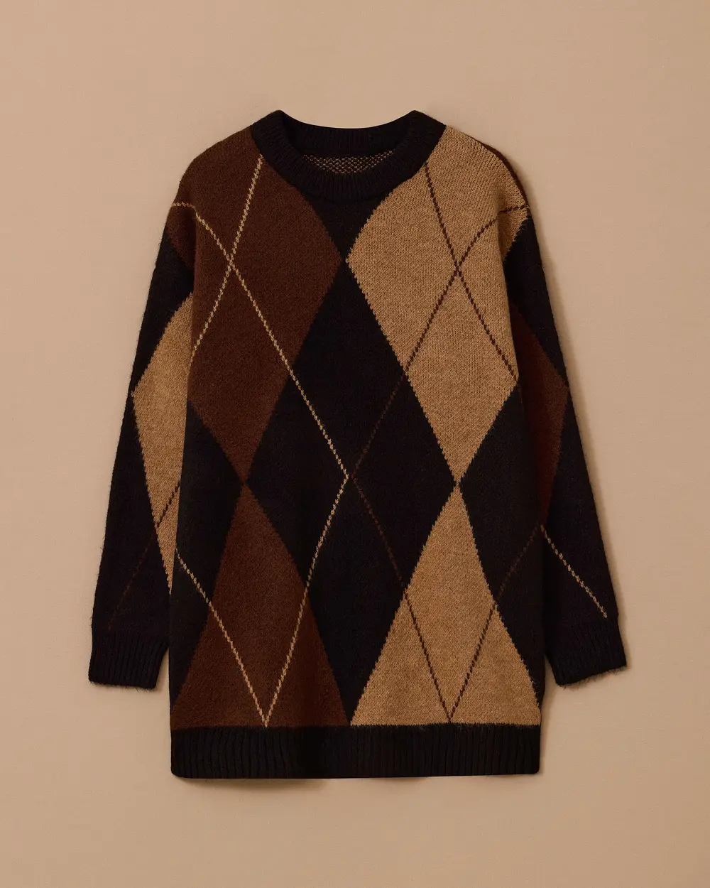 Baklava Desenli Oversize Kazak