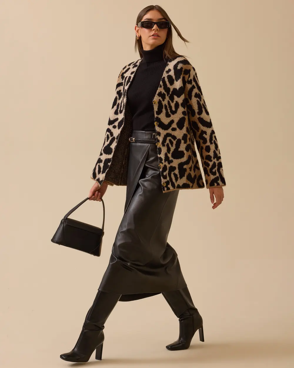 Leopard Print Buttoned Cardigan