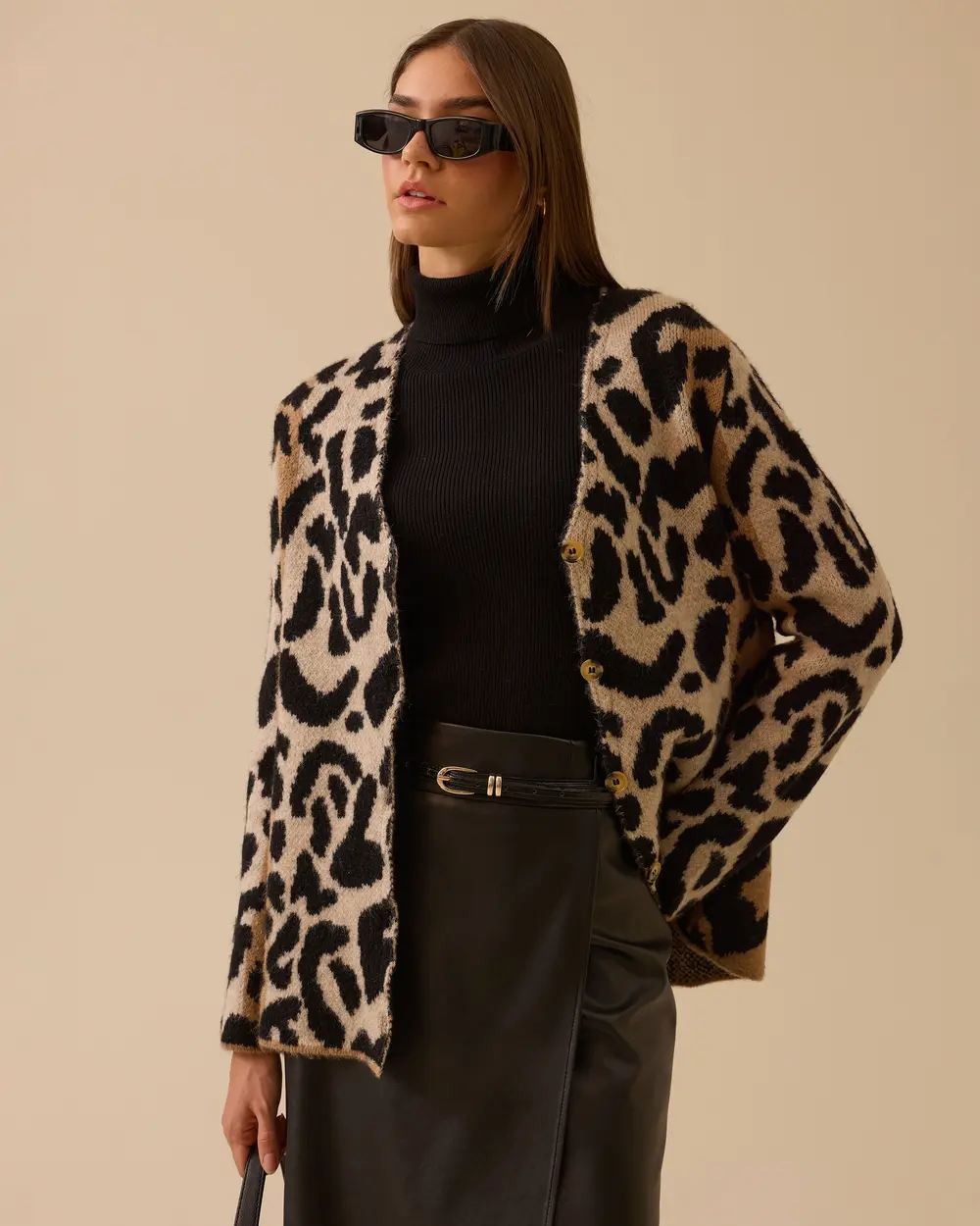 Leopard Print Buttoned Cardigan