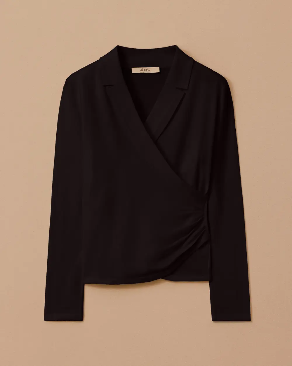 Double-breasted Draped Sweater Blouse