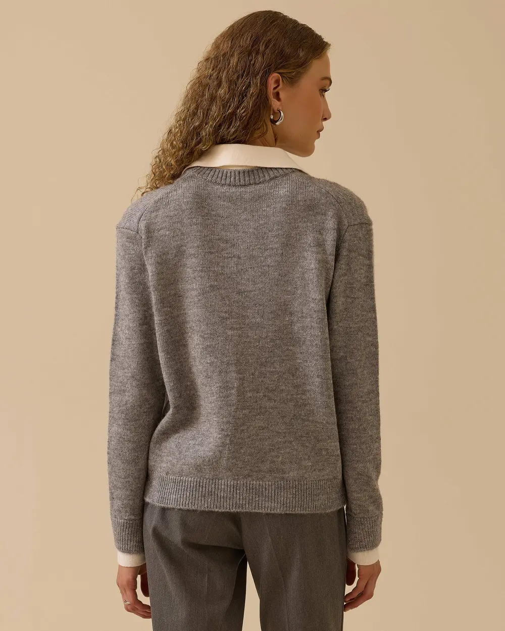 Shirt Collar Basic Sweater Blouse