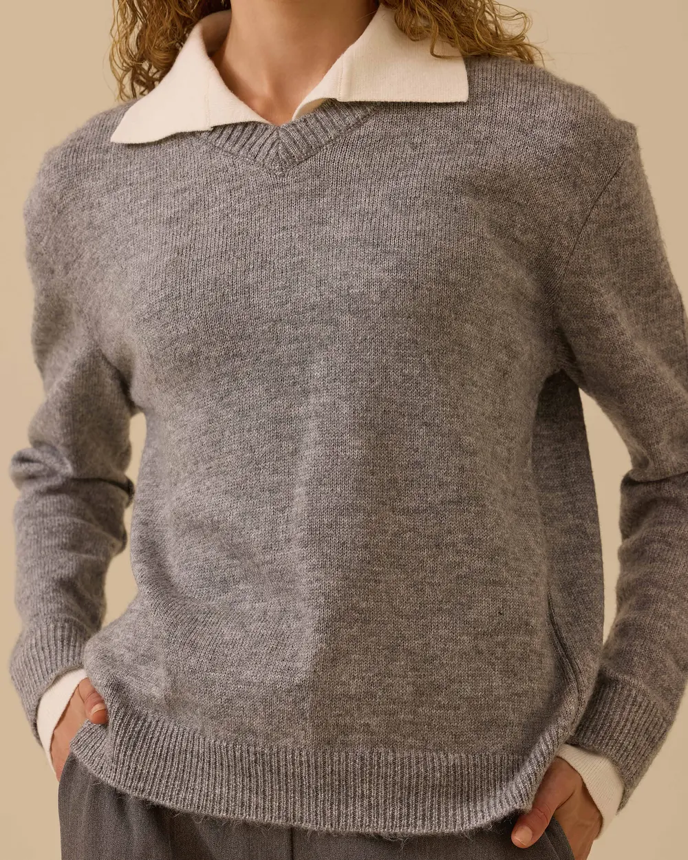 Shirt Collar Basic Sweater Blouse