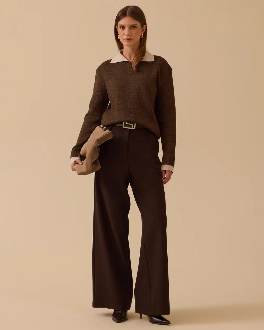 Gömlek Yaka Basic Triko Bluz