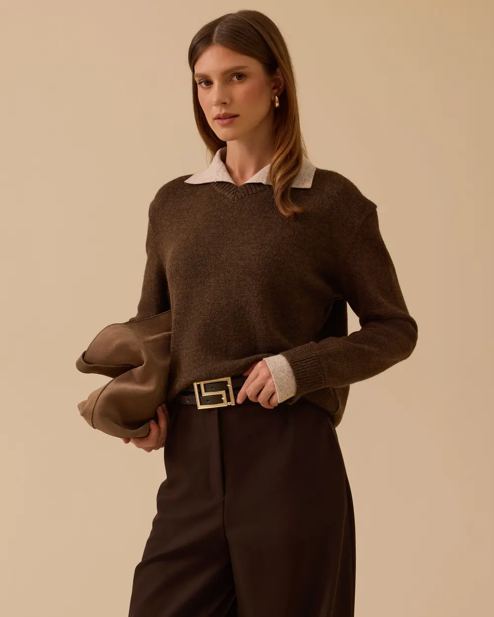 Gömlek Yaka Basic Triko Bluz