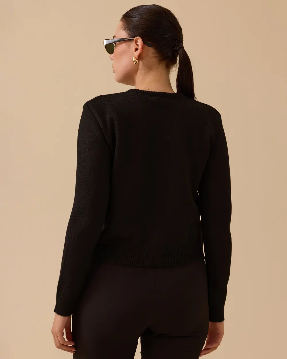 Düğmeli Bel Boy Triko Hırka