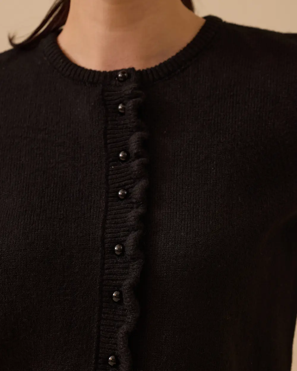 Düğmeli Bel Boy Triko Hırka