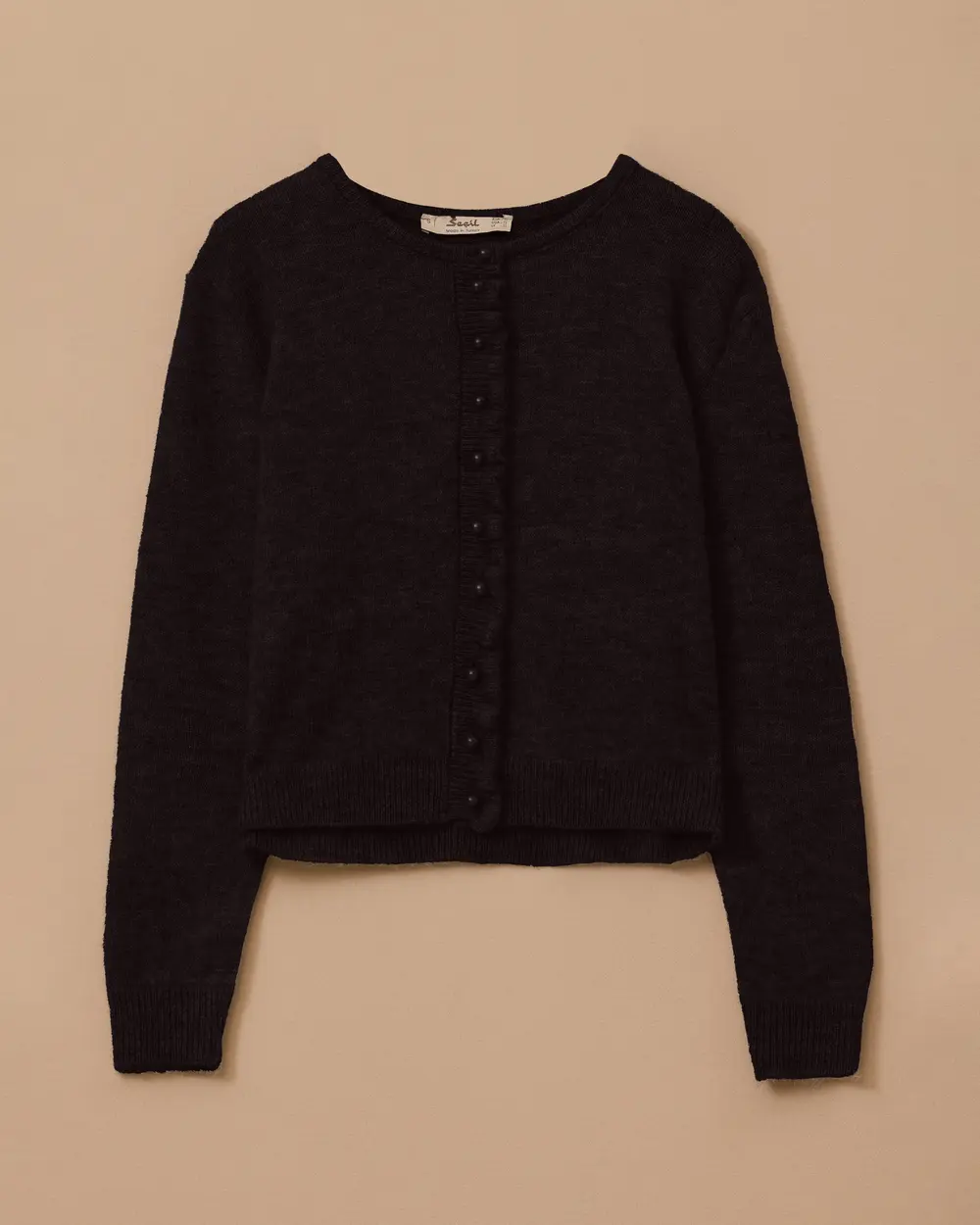 Buttoned Waist Length Sweater Cardigan