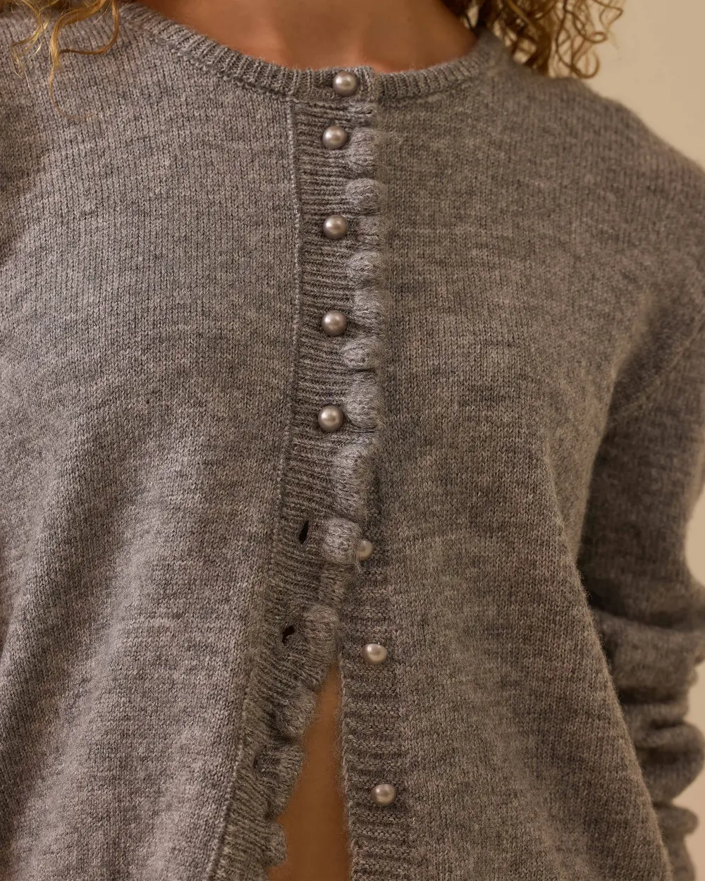 Düğmeli Bel Boy Triko Hırka