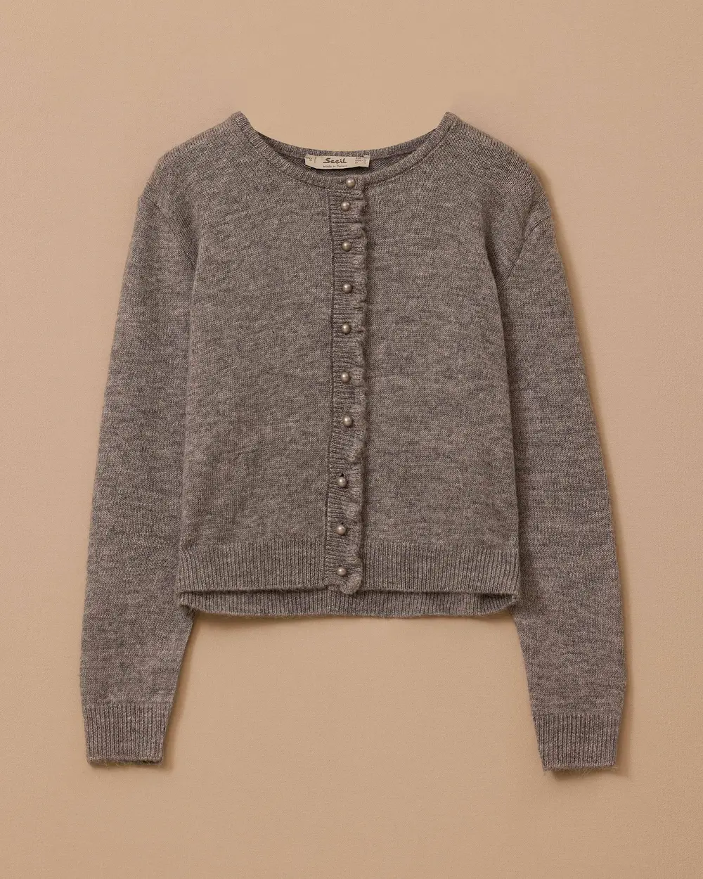Buttoned Waist Length Sweater Cardigan