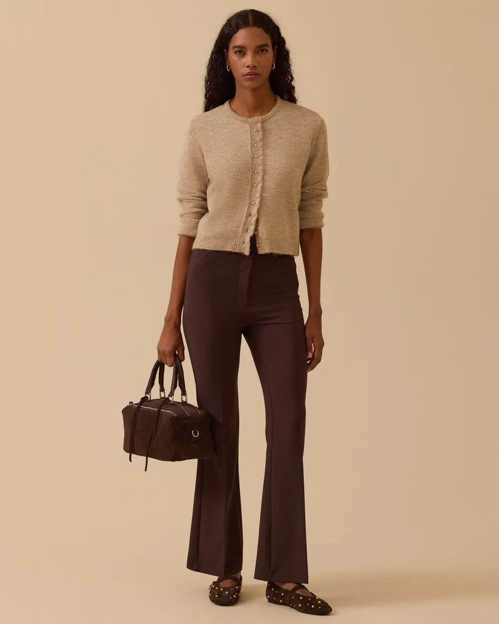 Düğmeli Bel Boy Triko Hırka