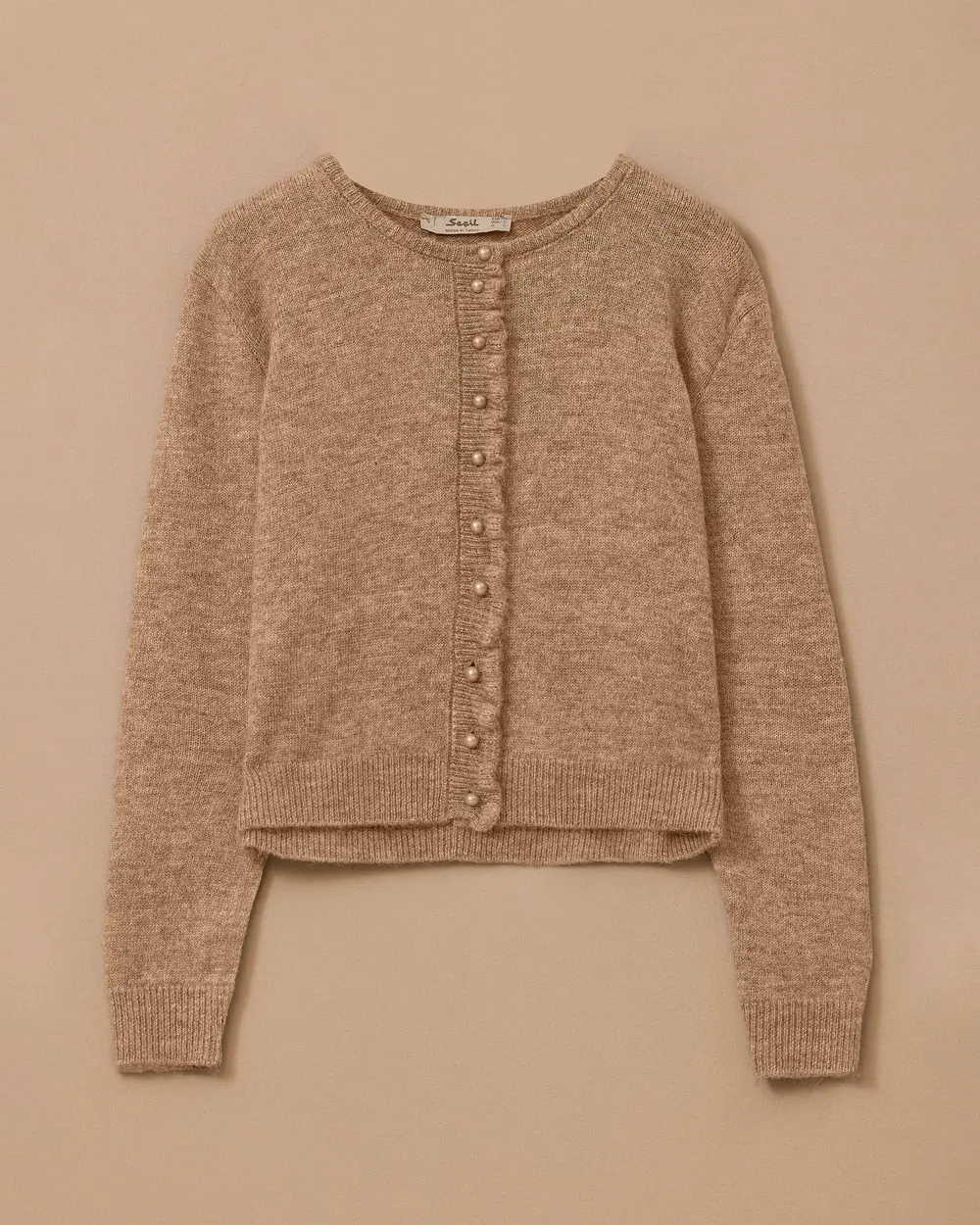 Buttoned Waist Length Sweater Cardigan