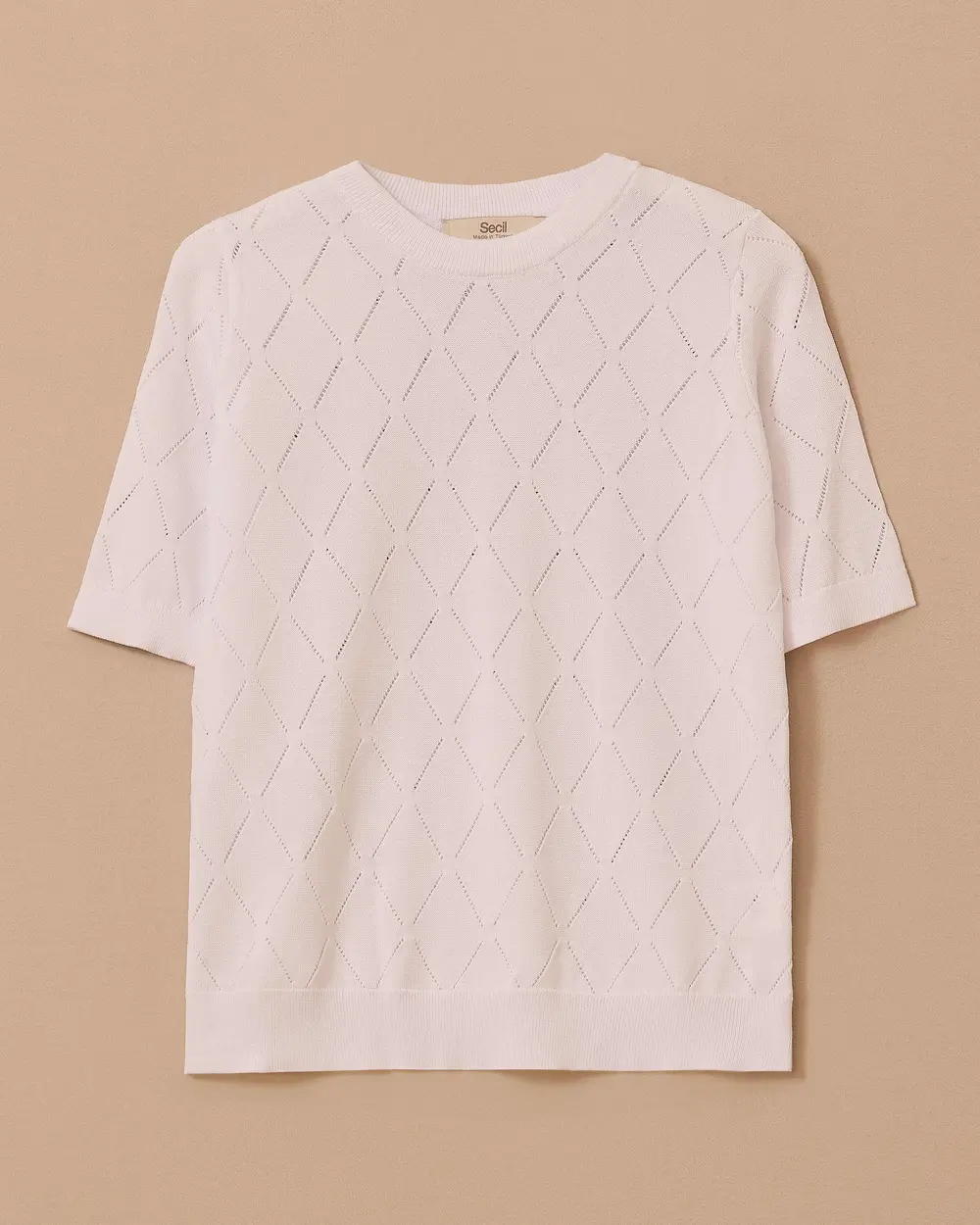 Patterned Short Sleeve Sweater Blouse