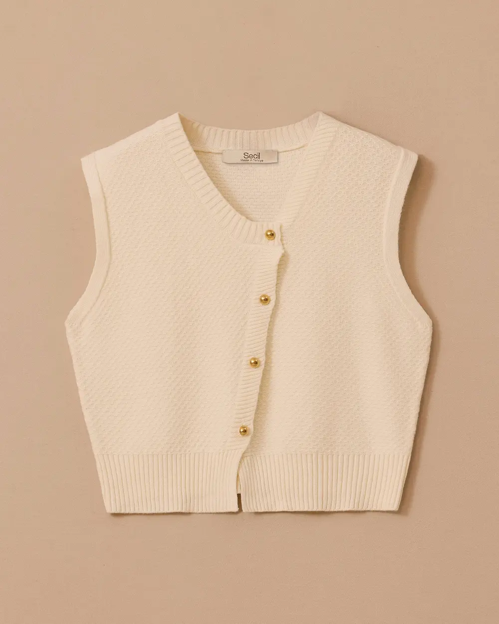 Asymmetric Buttoned Sleeveless Sweater