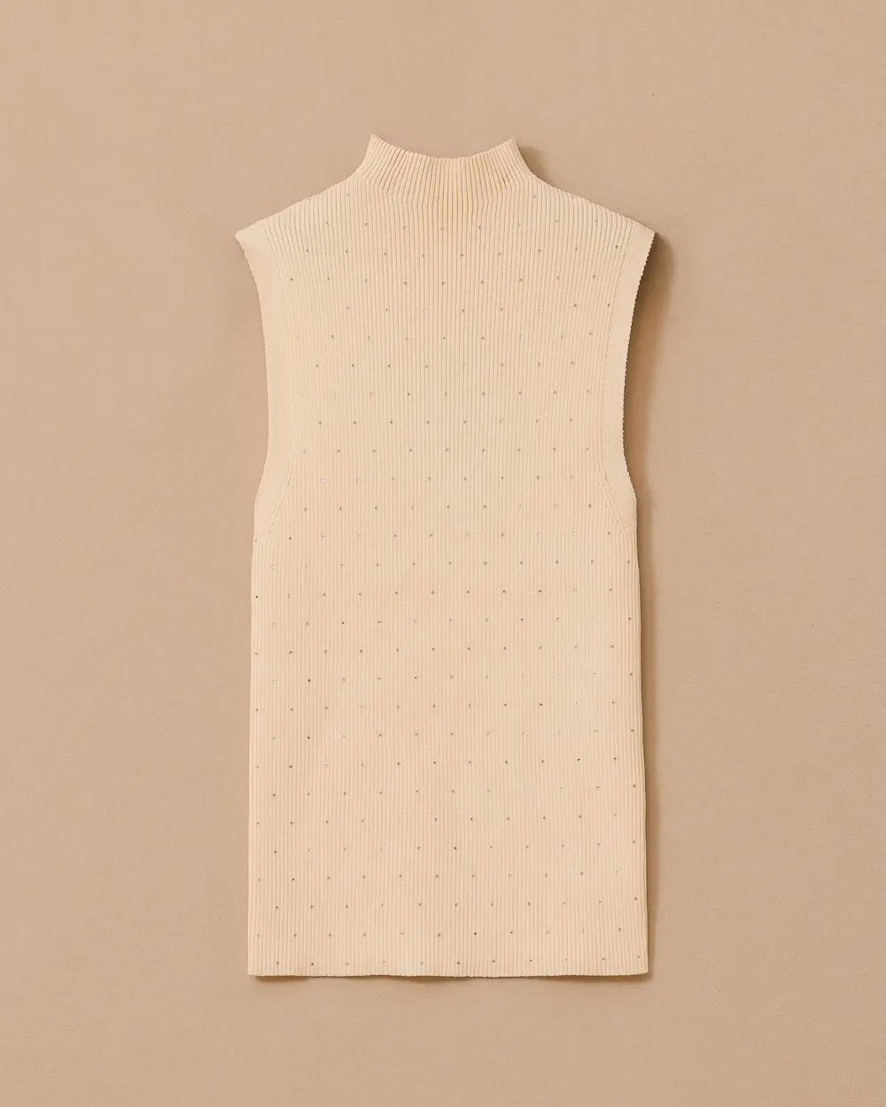 Taş Detaylı Triko Kolsuz Bluz