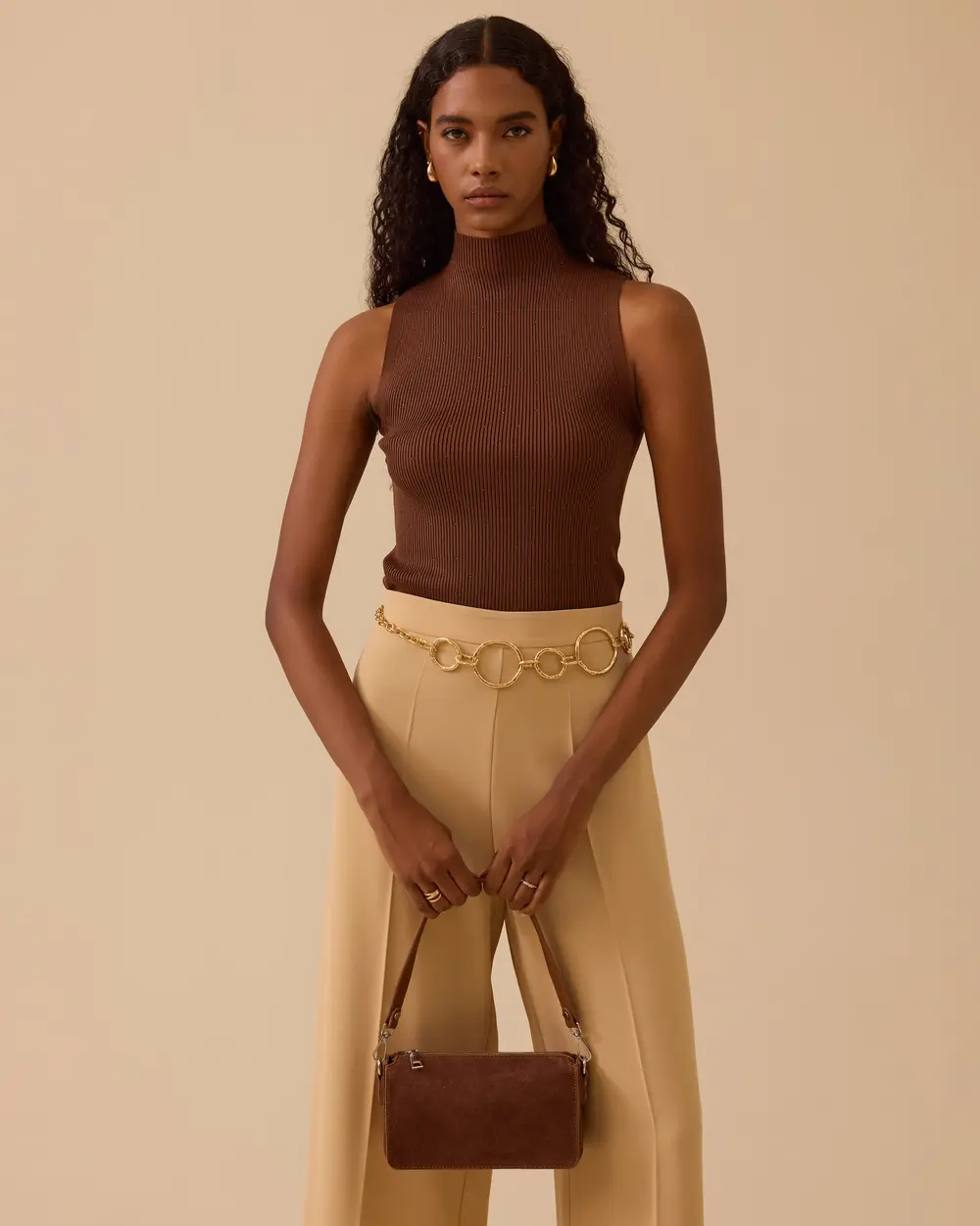 Taş Detaylı Triko Kolsuz Bluz