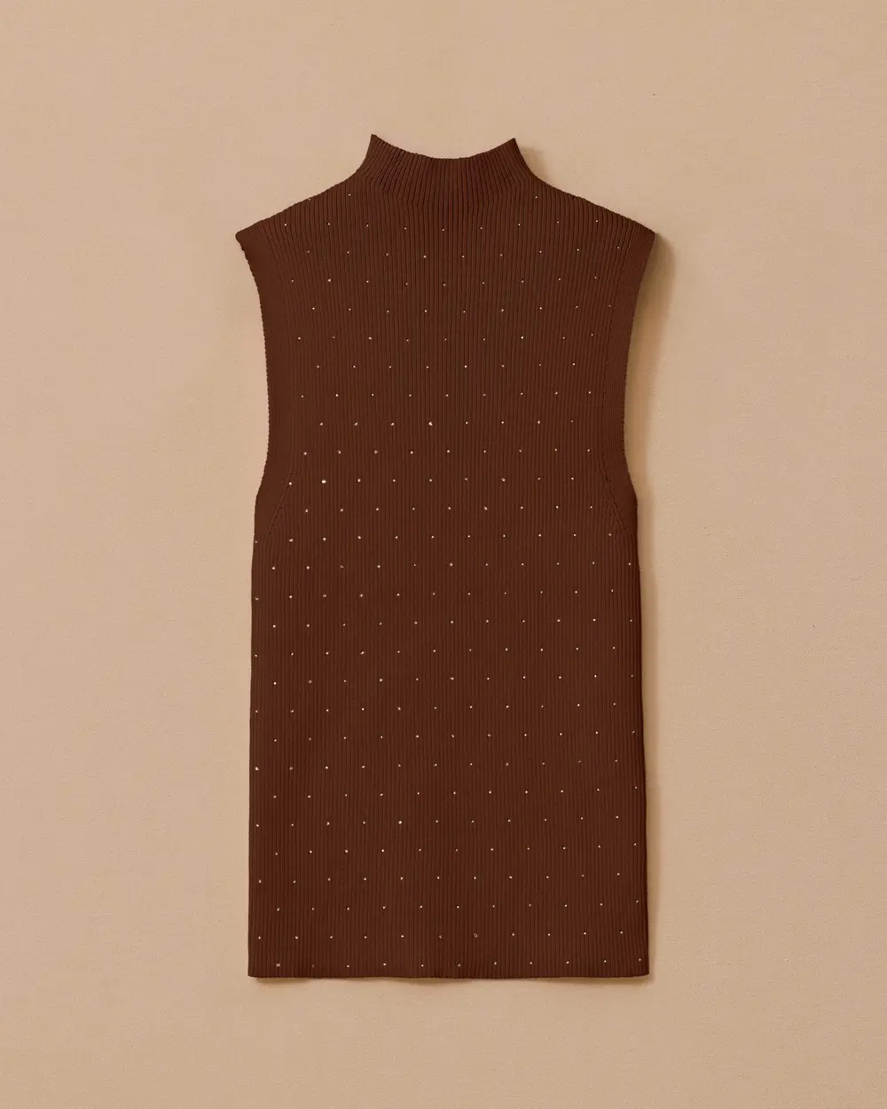 Taş Detaylı Triko Kolsuz Bluz