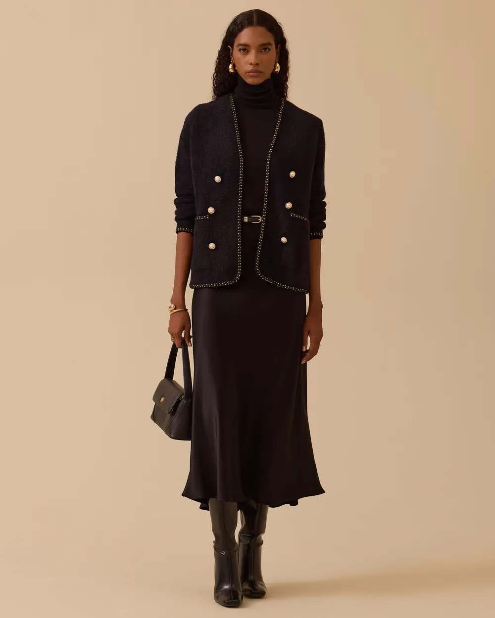 Düğme Detaylı Triko Hırka