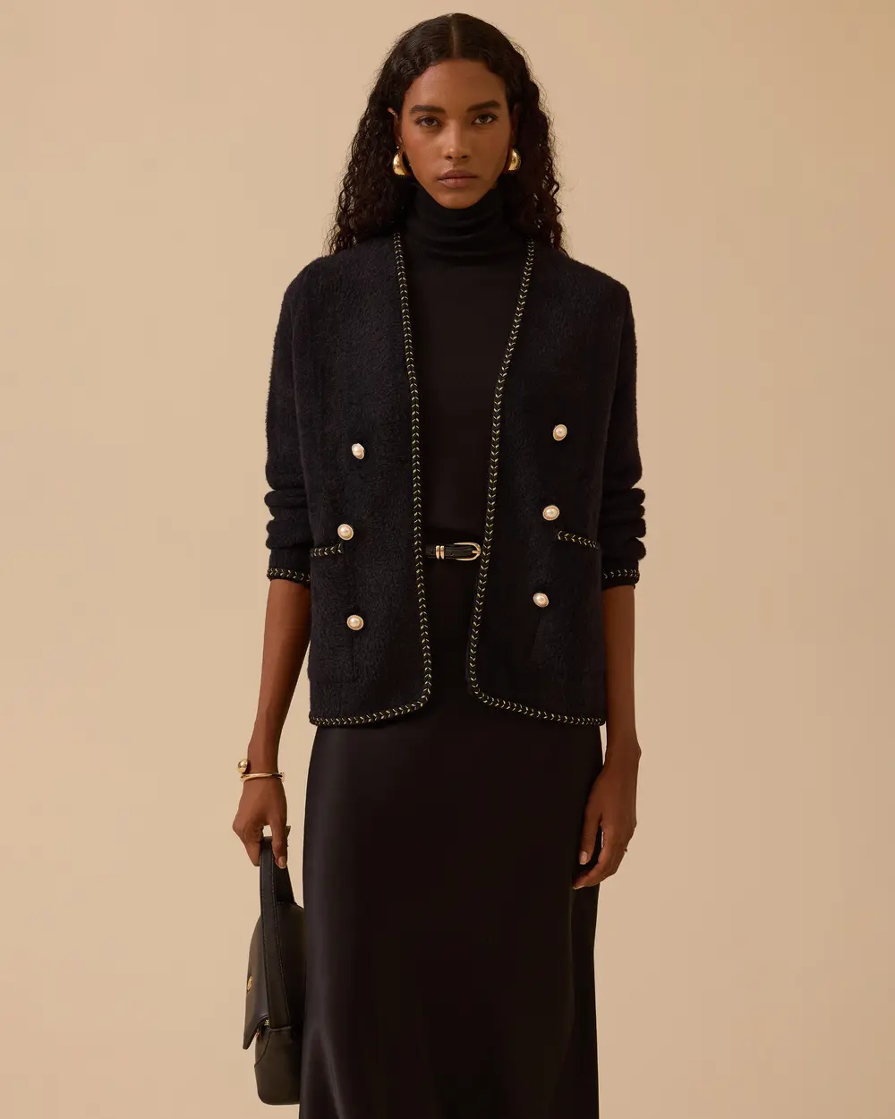 Düğme Detaylı Triko Hırka