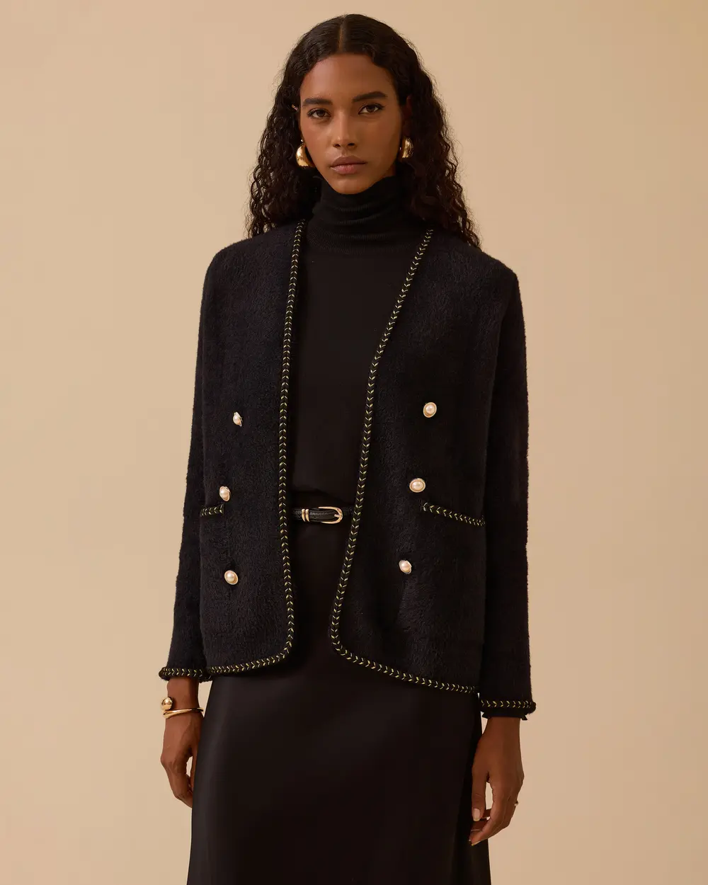 Düğme Detaylı Triko Hırka