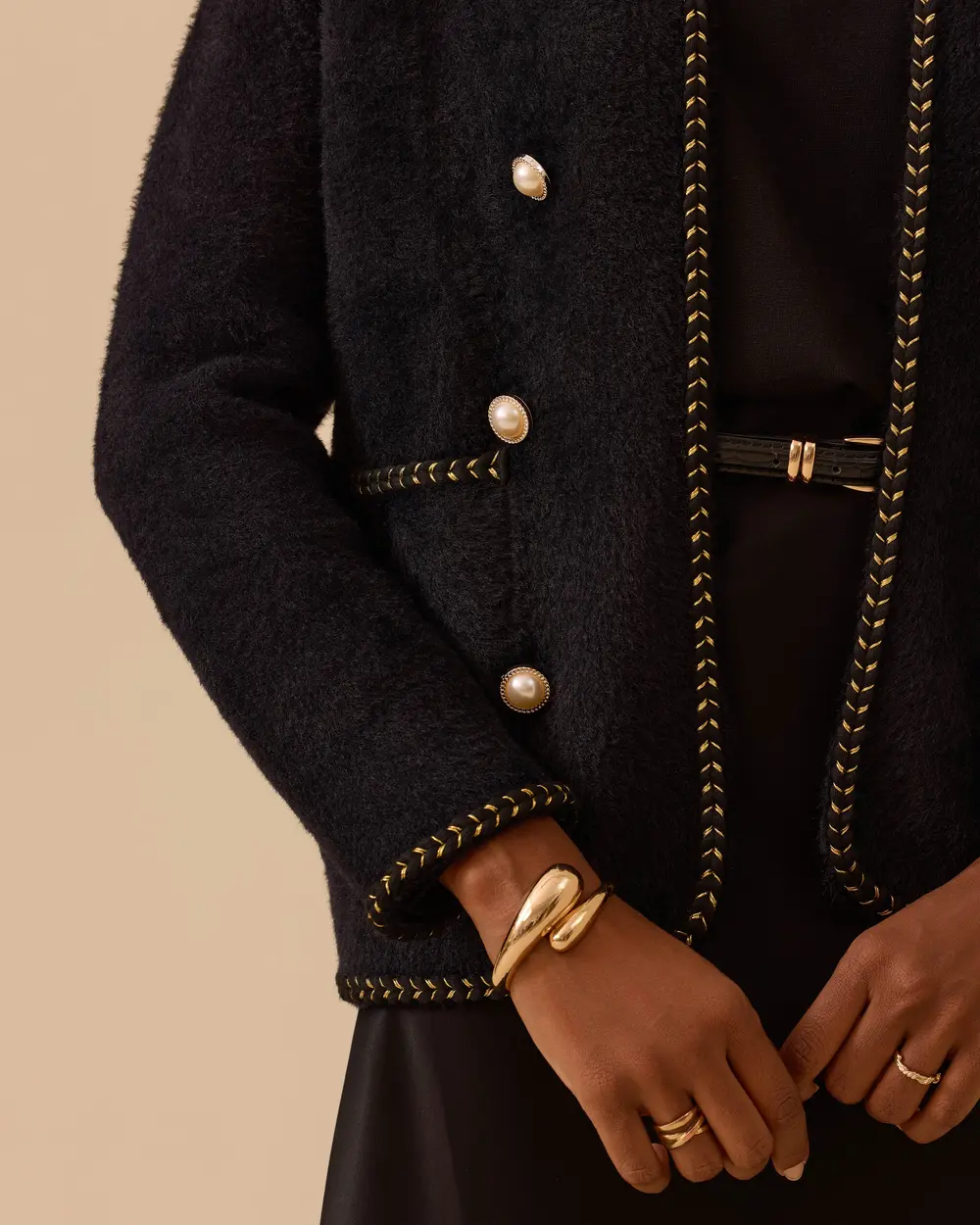 Düğme Detaylı Triko Hırka