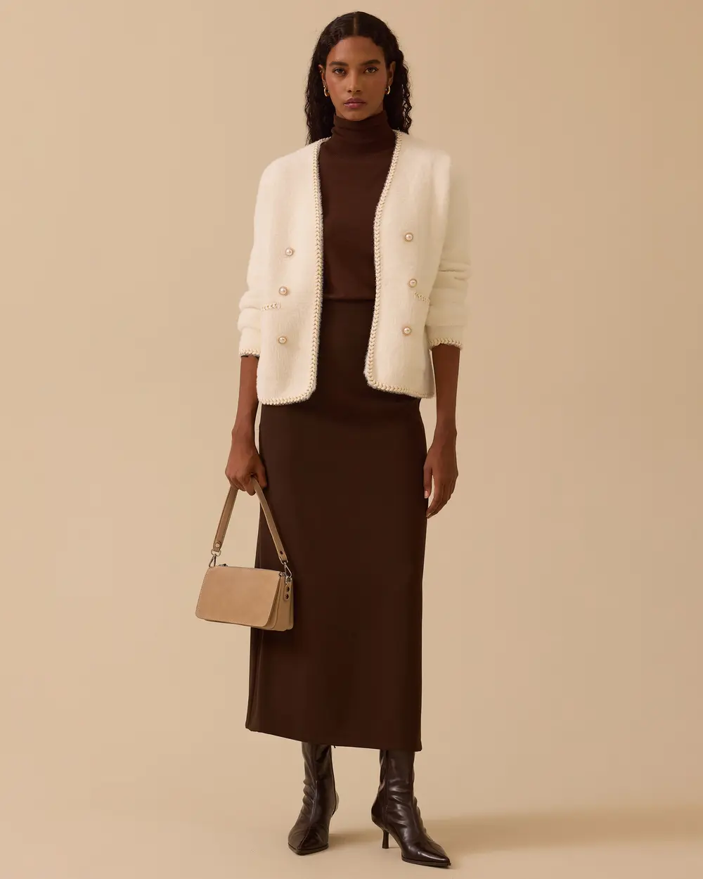 Düğme Detaylı Triko Hırka