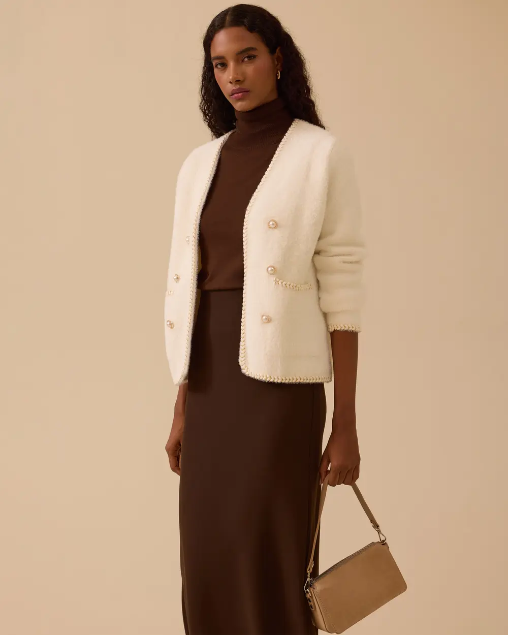 Düğme Detaylı Triko Hırka