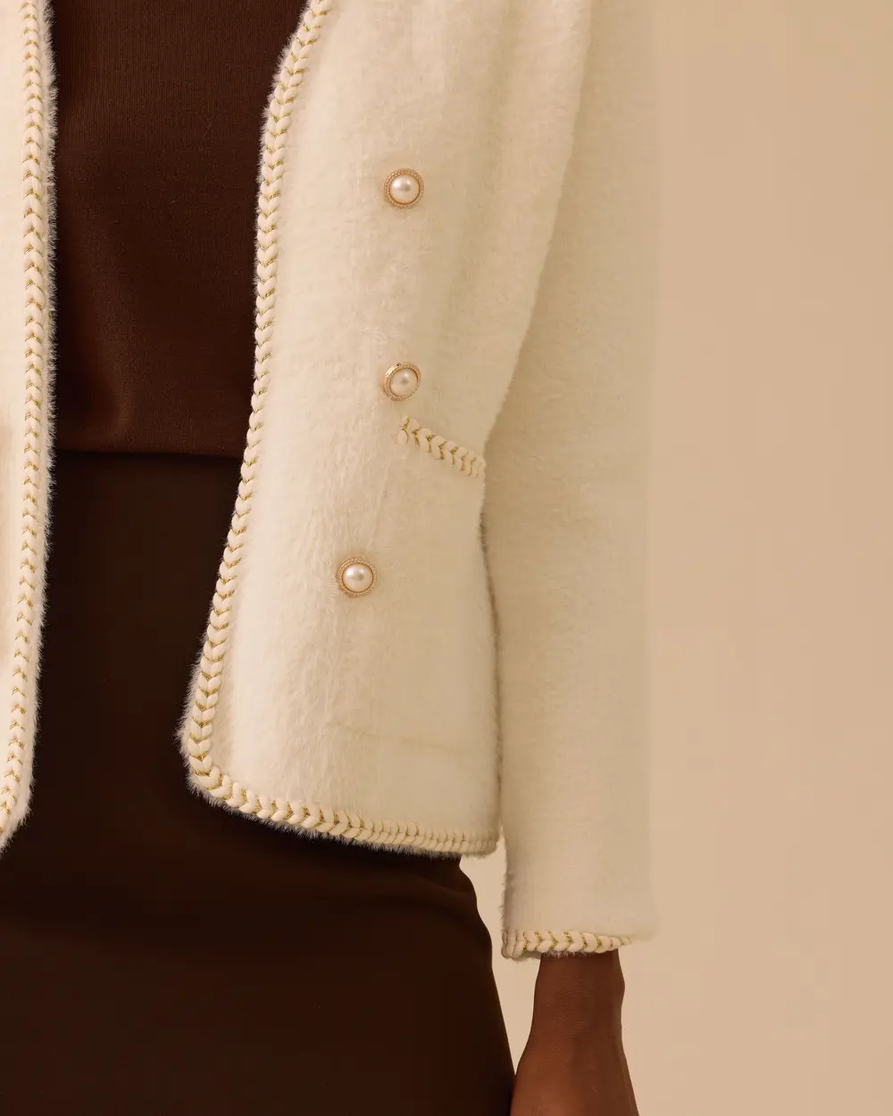 Düğme Detaylı Triko Hırka