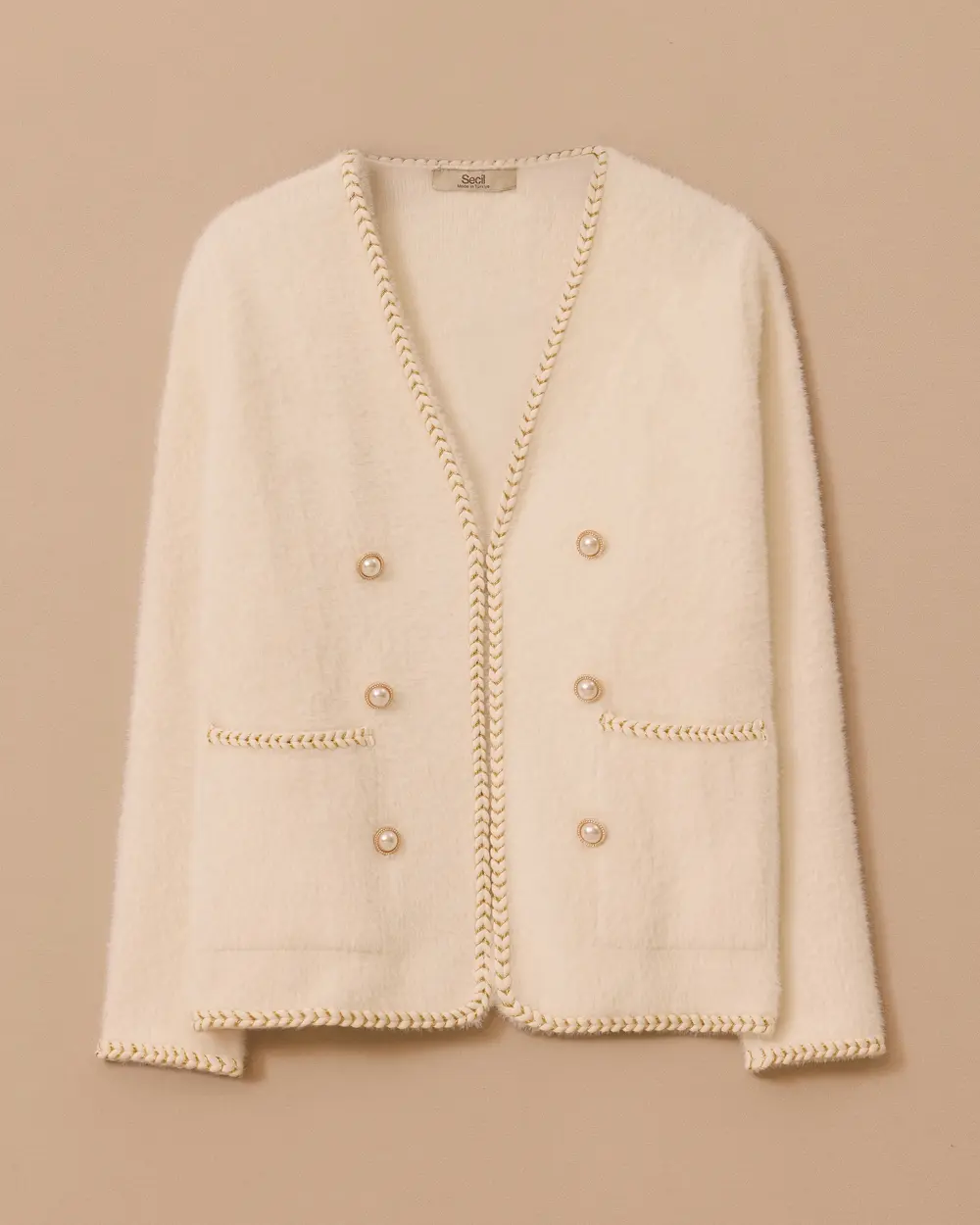 Düğme Detaylı Triko Hırka