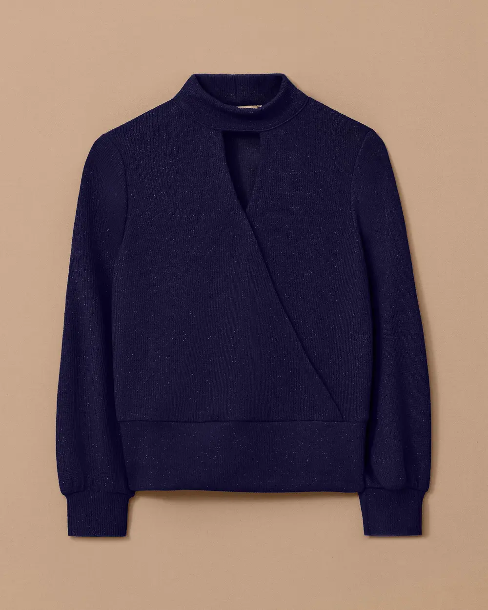 Pencere Detaylı Dik Yaka Triko Bluz