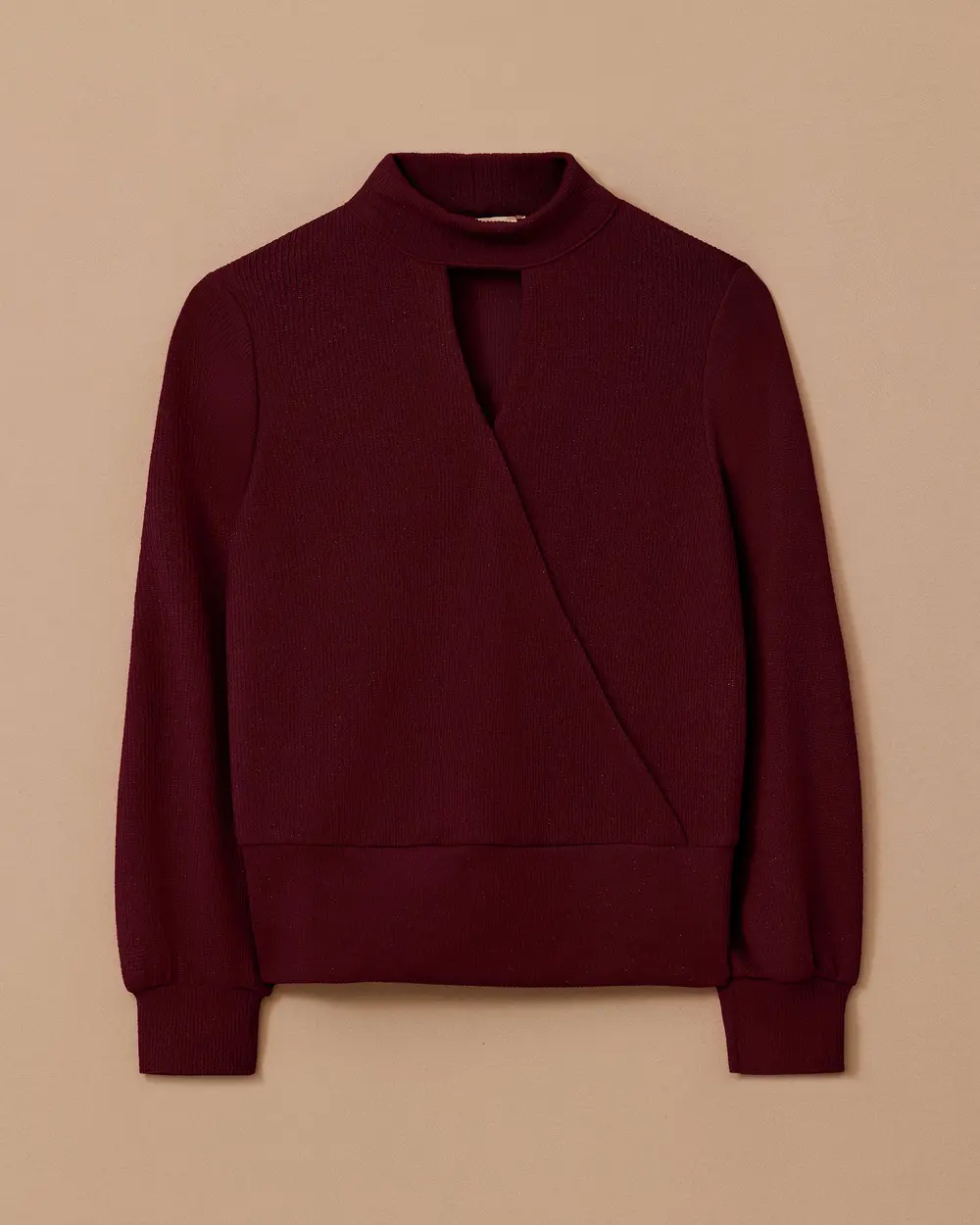 Pencere Detaylı Dik Yaka Triko Bluz