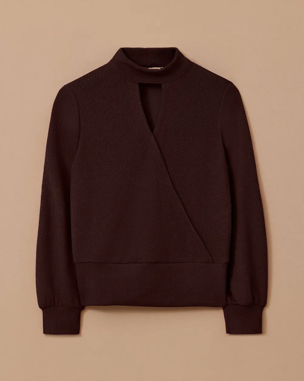 Pencere Detaylı Dik Yaka Triko Bluz