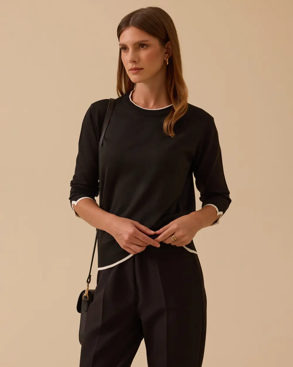 Biye Detaylı Lastikli Triko Bluz