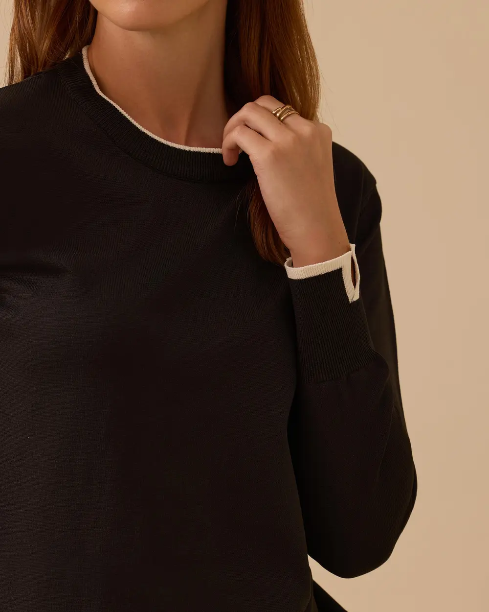 Biye Detaylı Lastikli Triko Bluz