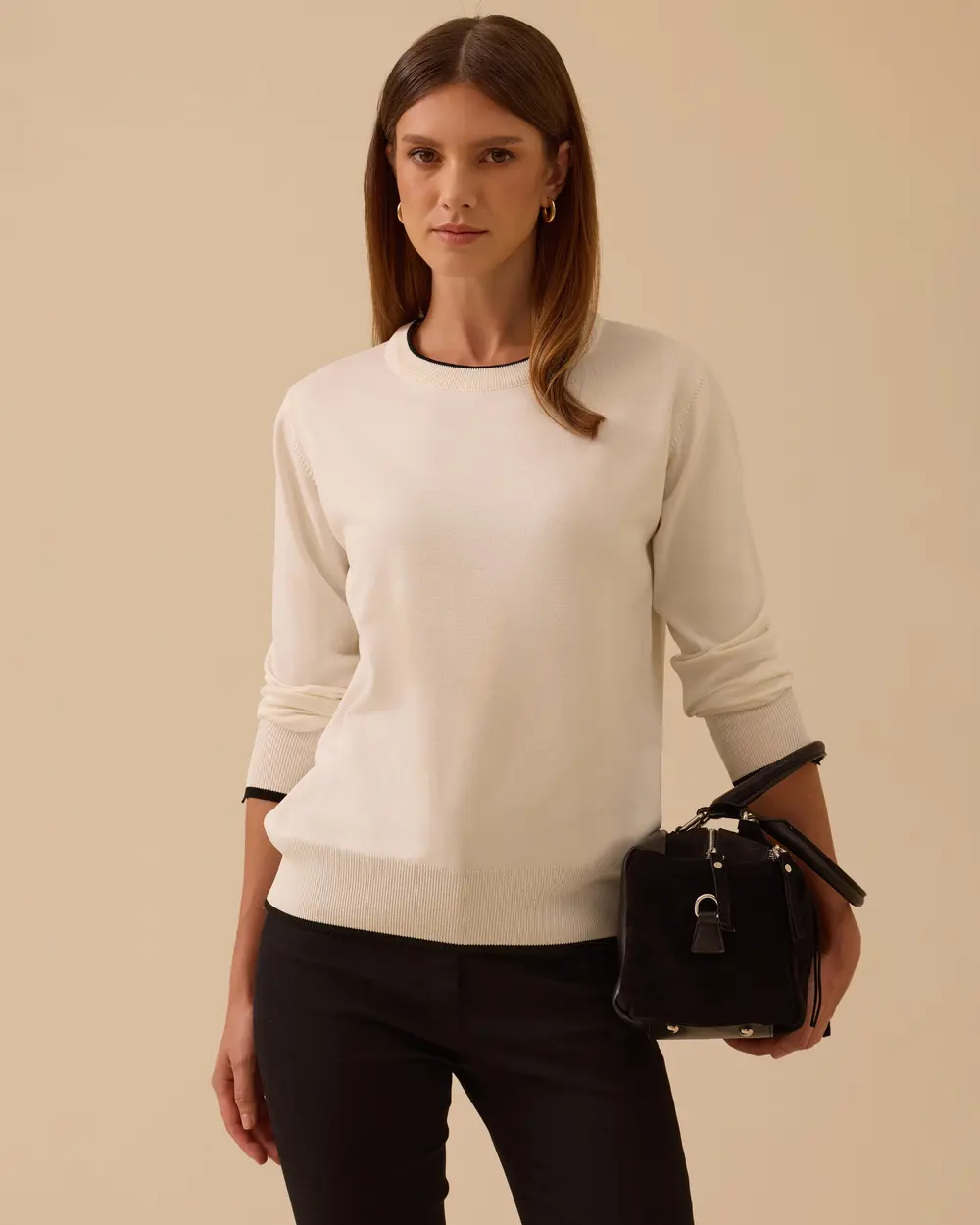 Biye Detaylı Lastikli Triko Bluz