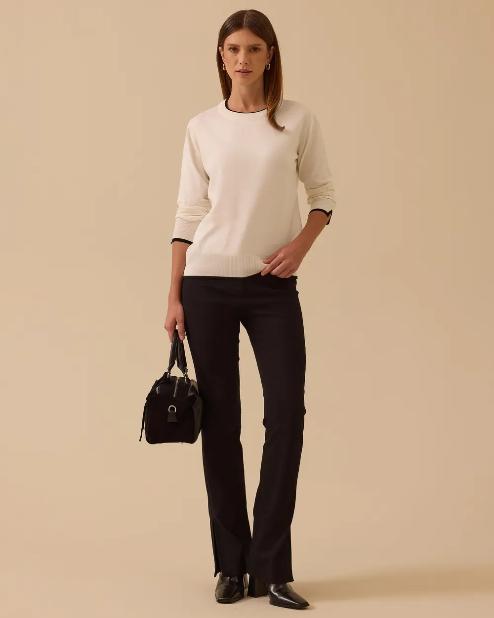 Biye Detaylı Lastikli Triko Bluz