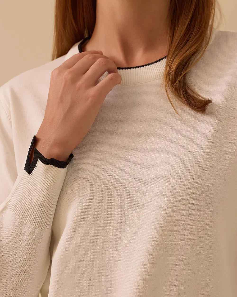 Biye Detaylı Lastikli Triko Bluz