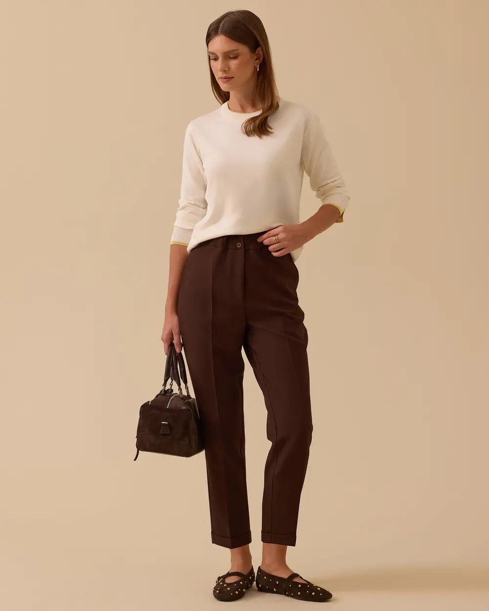 Biye Detaylı Lastikli Triko Bluz