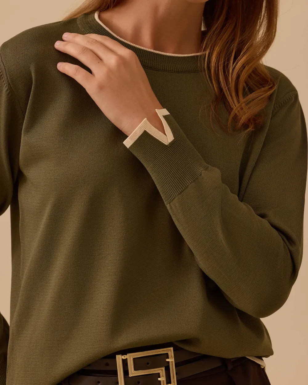 Biye Detaylı Lastikli Triko Bluz