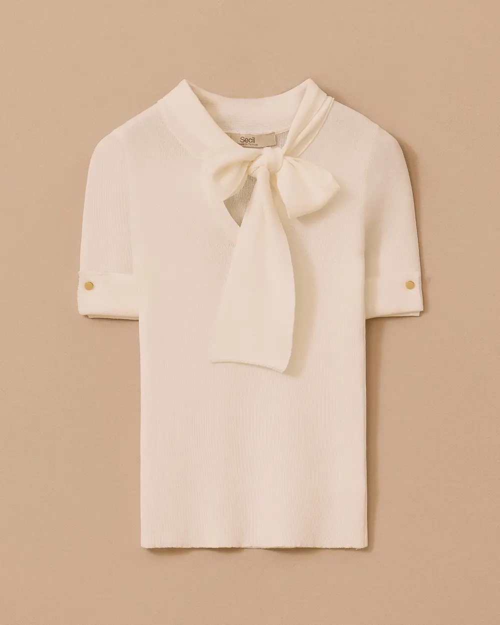 Fular Yakalı Bel Boy Triko Bluz