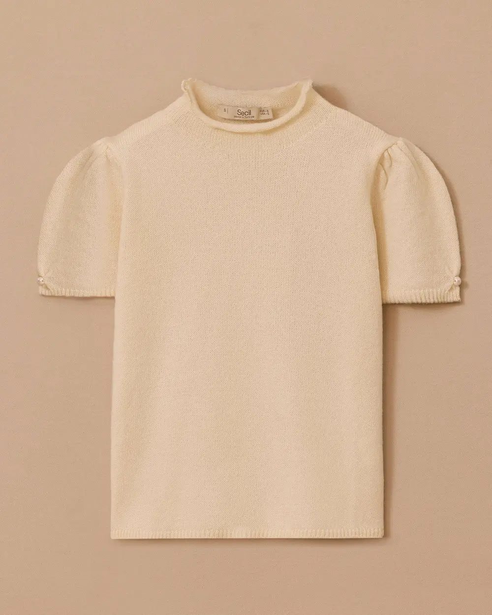 Stand Collar Short Sleeve Waist Length Sweater